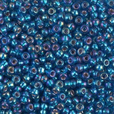 Miyuki rocailles Perlen 8/0 - Silver lined capri blue ab 8-1025